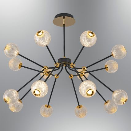 LED luster na šipci GELA 16xLED/5W/230V 3000K crna/zlatna