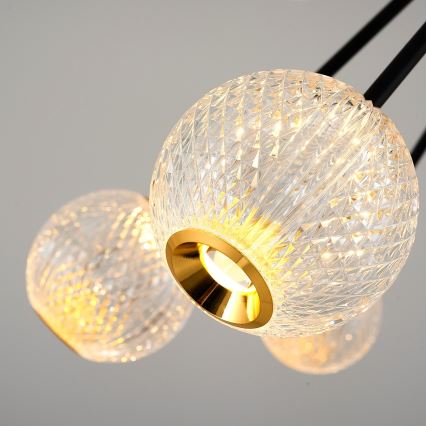 LED luster na šipci GELA 16xLED/5W/230V 3000K crna/zlatna