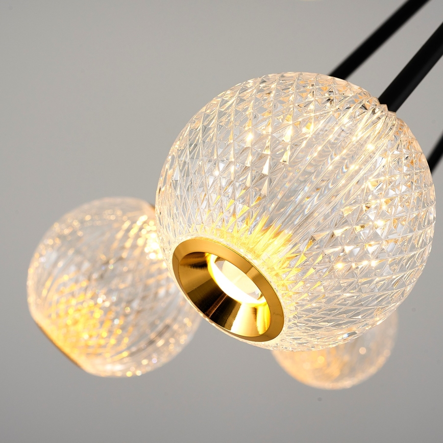 LED luster na šipci GELA 16xLED/5W/230V 3000K crna/zlatna