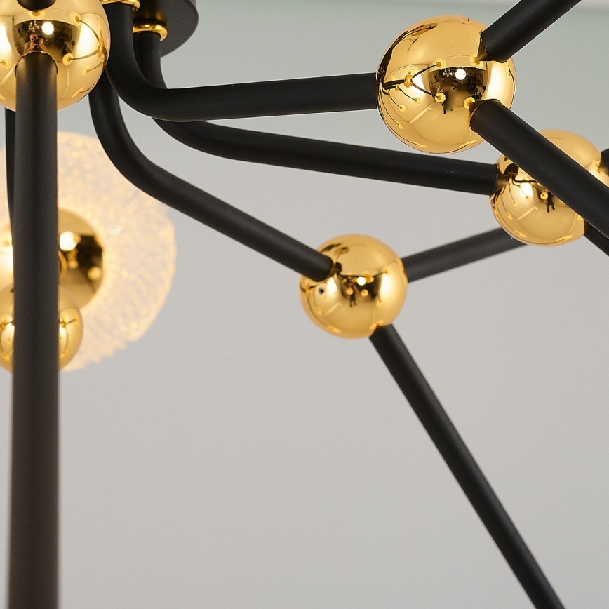 LED luster na šipci GELA 16xLED/5W/230V 3000K crna/zlatna