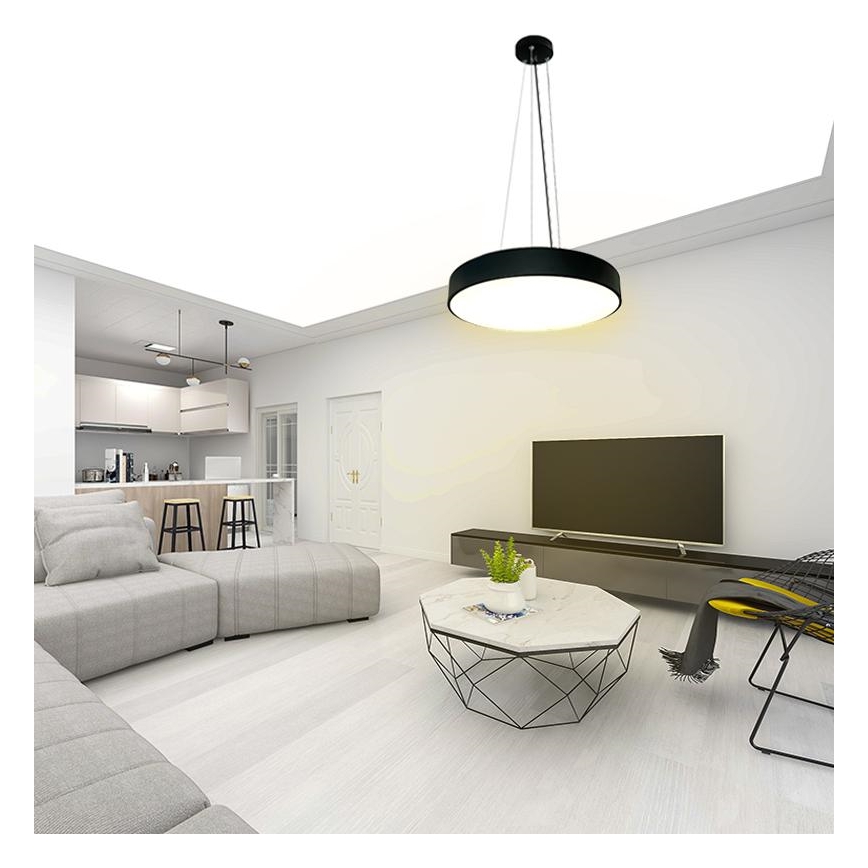 LED luster sa prigušivačem na sajli LED/50W/230V 3000-6500K crna + daljinski upravljač