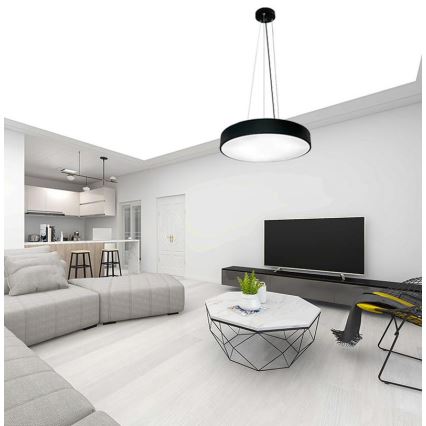 LED luster sa prigušivačem na sajli LED/50W/230V 3000-6500K crna + daljinski upravljač