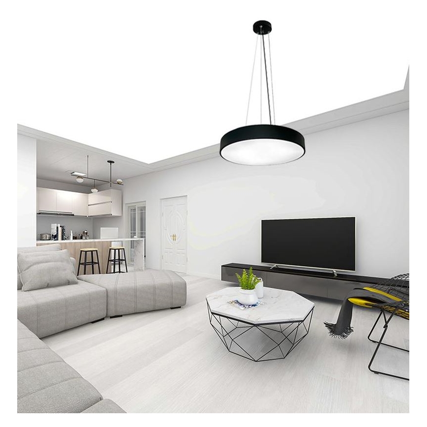 LED luster sa prigušivačem na sajli LED/50W/230V 3000-6500K crna + daljinski upravljač