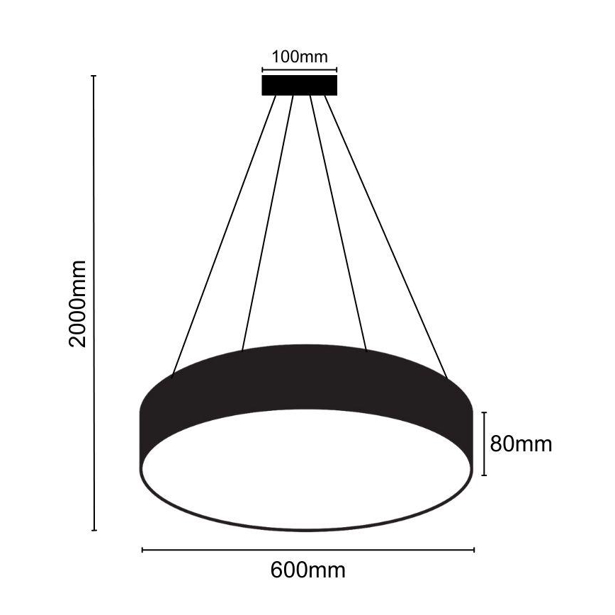 LED luster sa prigušivačem na sajli LED/50W/230V 3000-6500K crna + daljinski upravljač