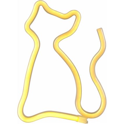 LED neonska zidna dekoracija CAT LED/3W/3xAA USB žuta