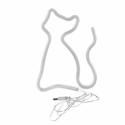 LED neonska zidna dekoracija CAT LED/3W/3xAA USB žuta