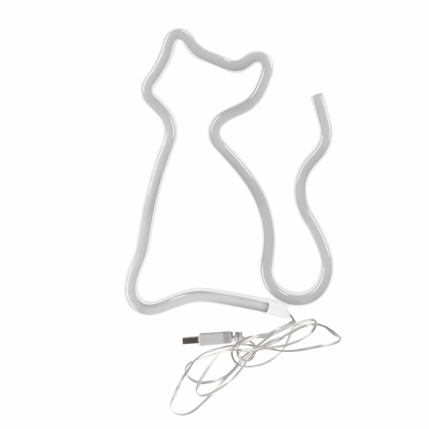 LED neonska zidna dekoracija CAT LED/3W/3xAA USB žuta