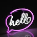 LED neonska zidna dekoracija HELLO LED/3W/3xAA USB ružičasta