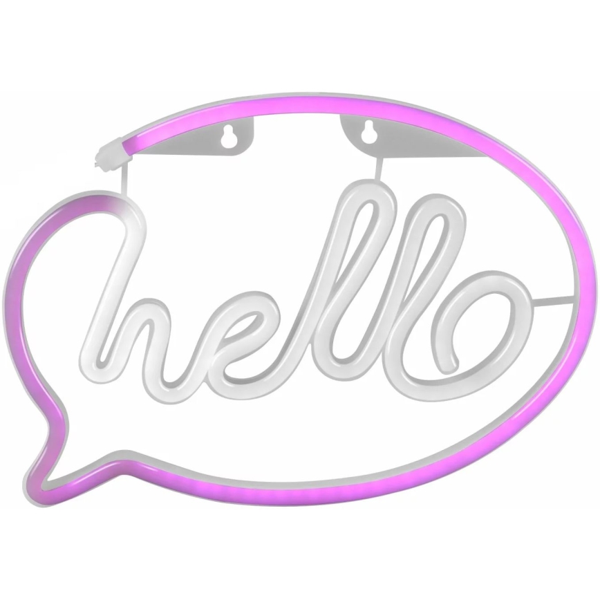 LED neonska zidna dekoracija HELLO LED/3W/3xAA USB ružičasta