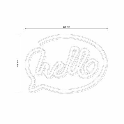 LED neonska zidna dekoracija HELLO LED/3W/3xAA USB ružičasta