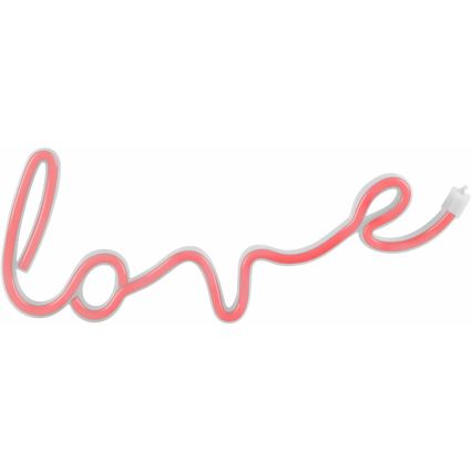 LED neonska zidna dekoracija LOVE LED/3W/3xAA USB crvena
