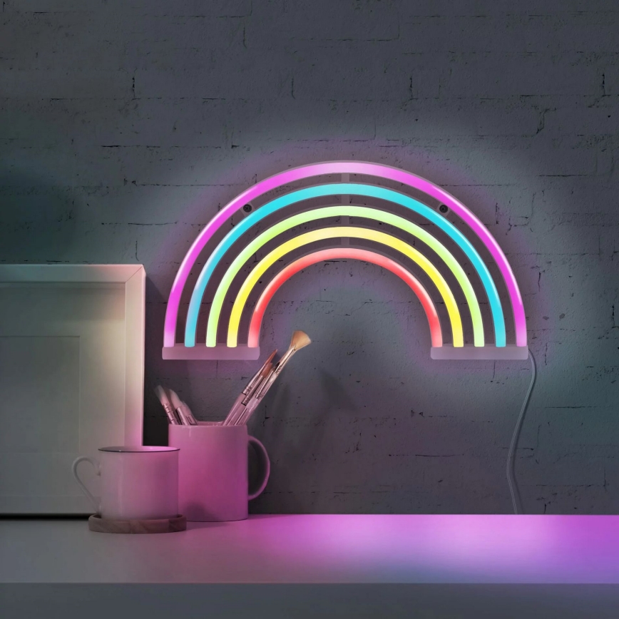 LED neonska zidna dekoracija RAINBOW LED/3W/3xAA USB višebojna