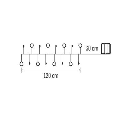 LED niz 40xLED/3xAA 1,5 m topla bela svetlost