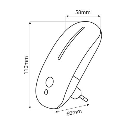 LED noćno svetlo sa senzorom LED/1W/230V belo