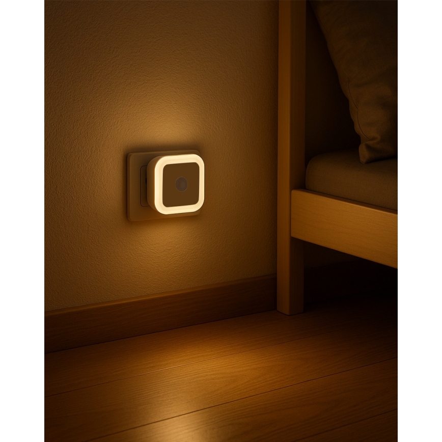 LED noćno svetlo sa senzorom pokreta i sumraka LED/0,5W/230V belo