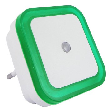 LED Noćno svetlo sa senzorom sumraka LED/0,5W/230V zelena