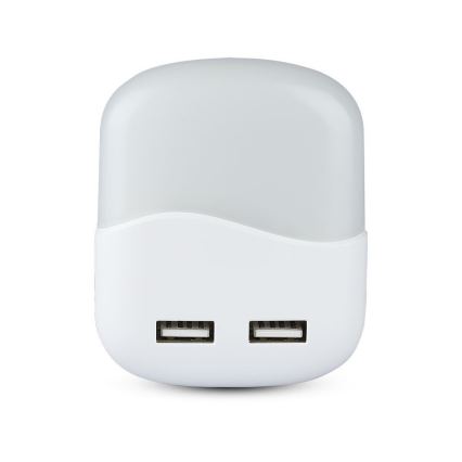 LED noćno svetlo sa senzorom sumraka za utičnicu 2xUSB LED/0,45W/230V 4000K