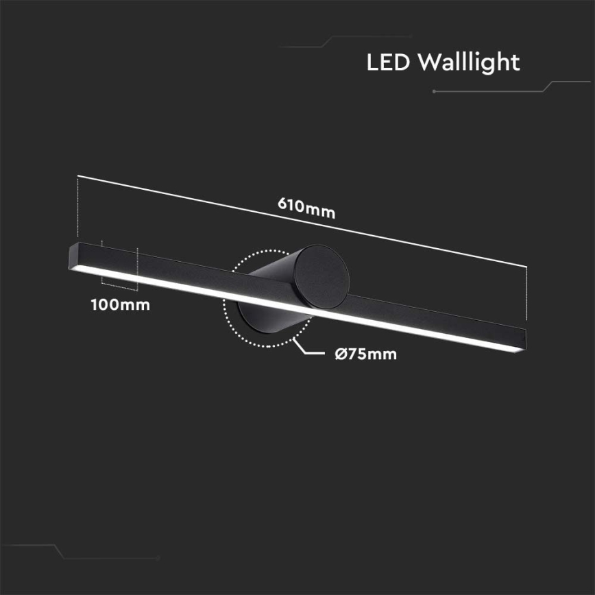LED osvetljenje za kupatilo za ogledalo LED/10W/230V 3000K IP65 crno