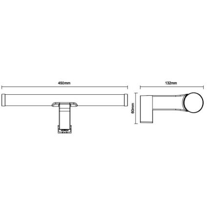 LED osvetljenje za kupatilsko ogledalo LED/10W/230V 45 cm IP44 crno