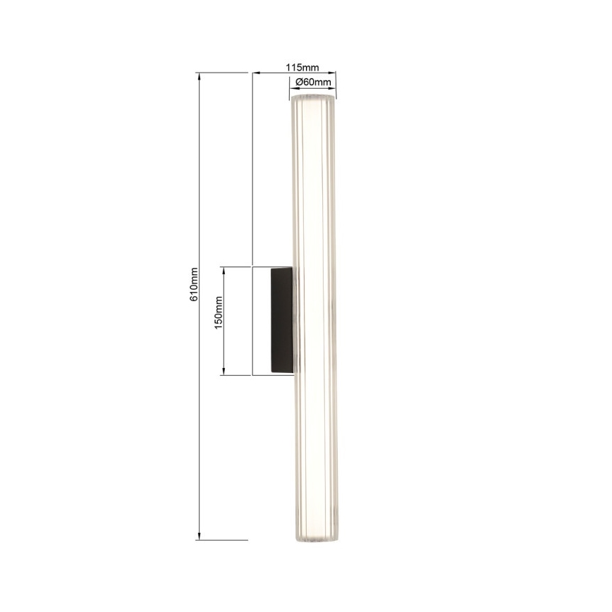LED kupatilsko osvetljenje za ogledalo LINEA LED/12W/230V 3000/4000/6000K IP44 61 cm crna