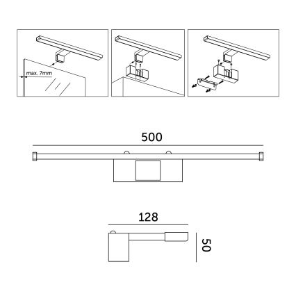 LED osvetljenje za ogledalo u kupatilu LED/10W/230V 4000K IP44 50 cm