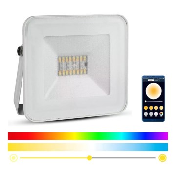 LED pametni prigušiva RGB reflektor LED/20W/230V IP65 bela