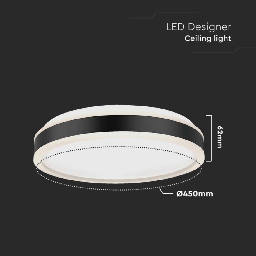 LED Plafonjera LED/24W/230V 4000K pr. 45 cm crno