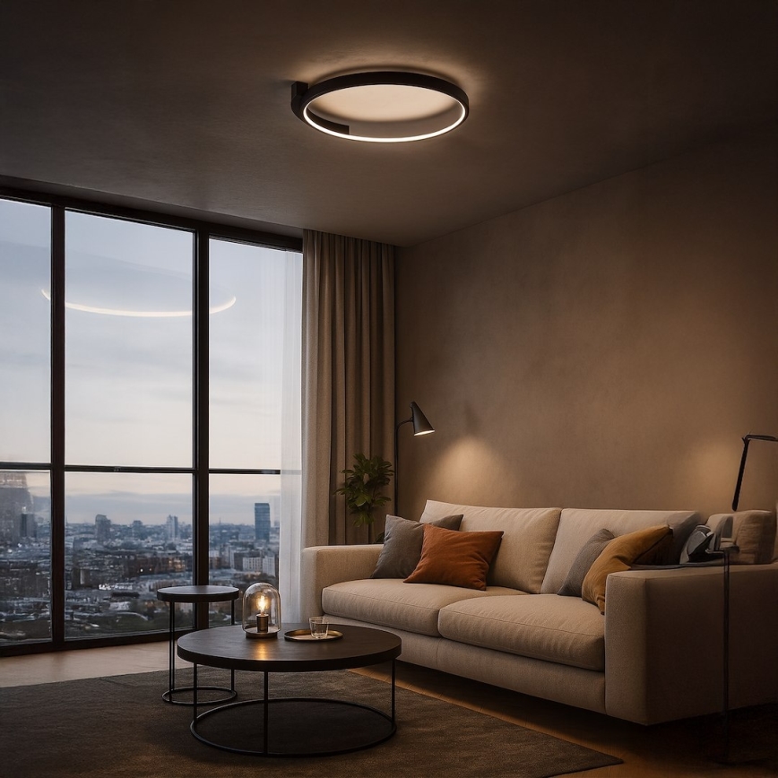 LED plafonjera LUNA LED/18W/230V prečnik 42,5 cm crna