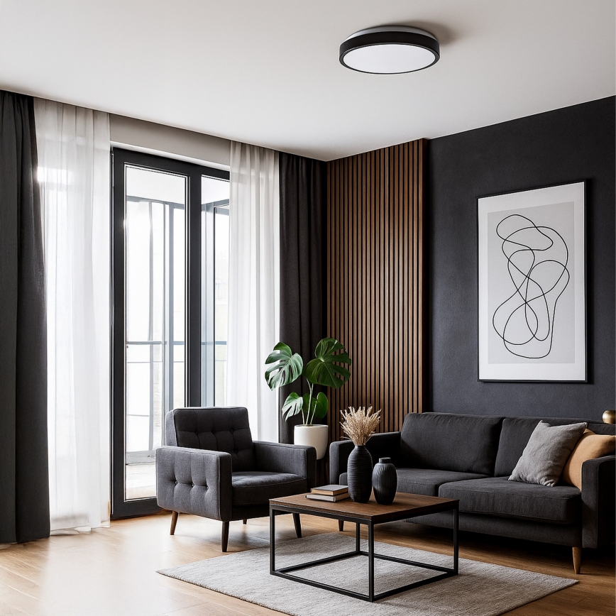 LED plafonska svetiljka LIBRA LED/15W/230V 4000K, prečnik 29 cm, crna