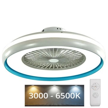 LED plafonska svetiljka sa ventilatorom LED/45W/230V 3000/4000/6500K plava + daljinski upravljač