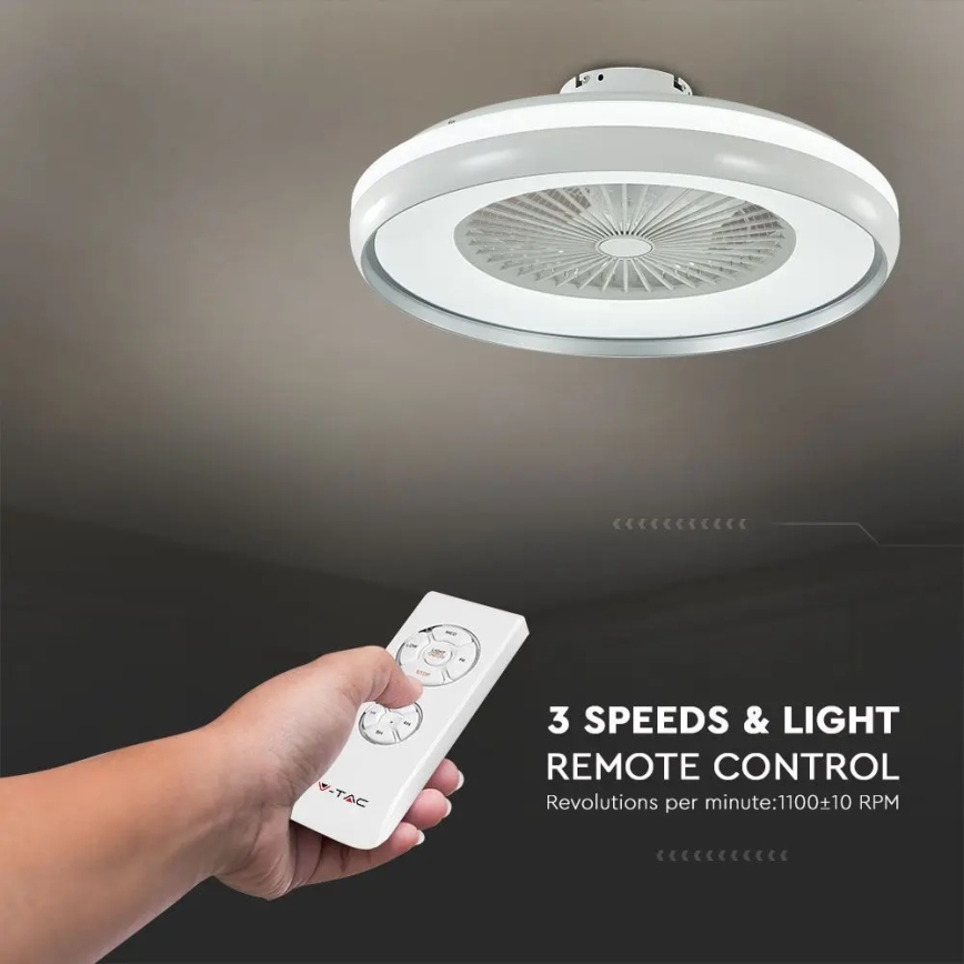 LED plafonsko svetlo sa ventilatorom LED/45W/230V 3000/4000/6500K sivo + daljinski upravljač
