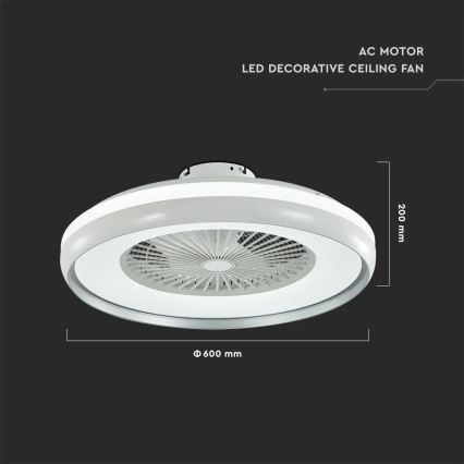 LED plafonsko svetlo sa ventilatorom LED/45W/230V 3000/4000/6500K sivo + daljinski upravljač