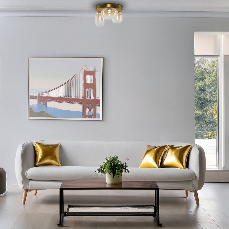 LED plafonska svetiljka VASO LED/12W/230V Ø 42 cm zlatna/dimna