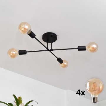 LED Plafonski luster CAMBRIDGE 4xE27/8W/230V crna