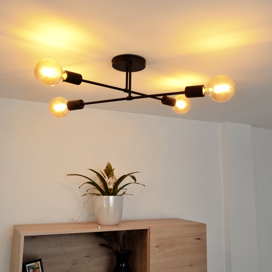 LED Plafonski luster CAMBRIDGE 4xE27/8W/230V crna
