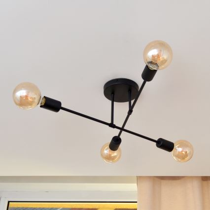 LED Plafonski luster CAMBRIDGE 4xE27/8W/230V crna
