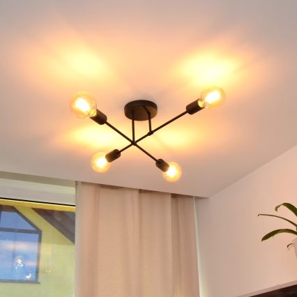LED Plafonski luster CAMBRIDGE 4xE27/8W/230V crna