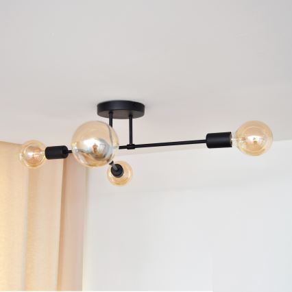 LED Plafonski luster CAMBRIDGE 4xE27/8W/230V crna