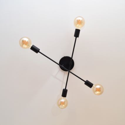 LED Plafonski luster CAMBRIDGE 4xE27/8W/230V crna
