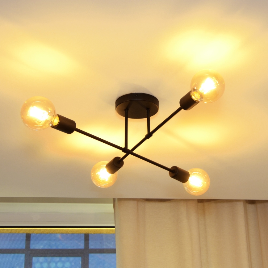 LED Plafonski luster CAMBRIDGE 4xE27/8W/230V crna