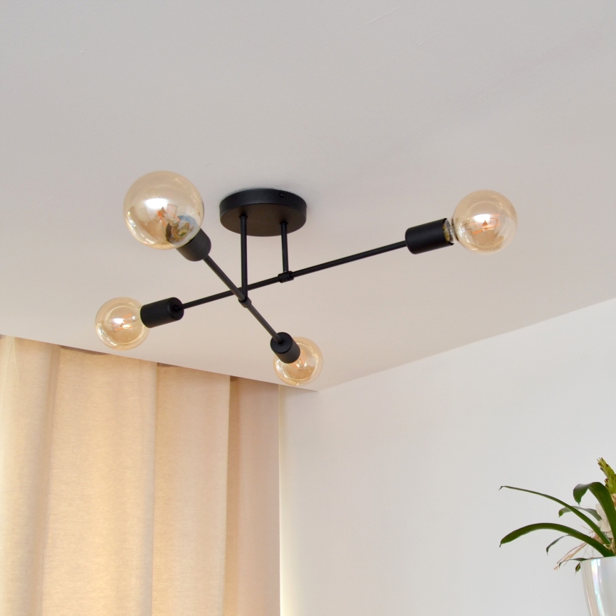 LED Plafonski luster CAMBRIDGE 4xE27/8W/230V crna