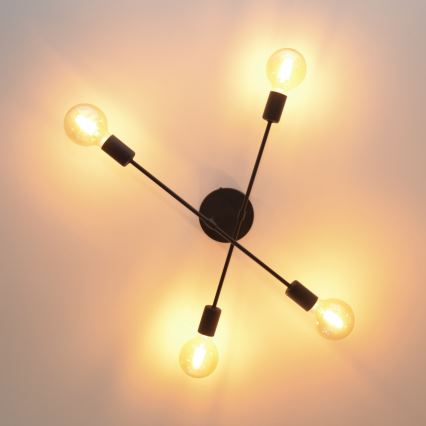 LED Plafonski luster CAMBRIDGE 4xE27/8W/230V crna