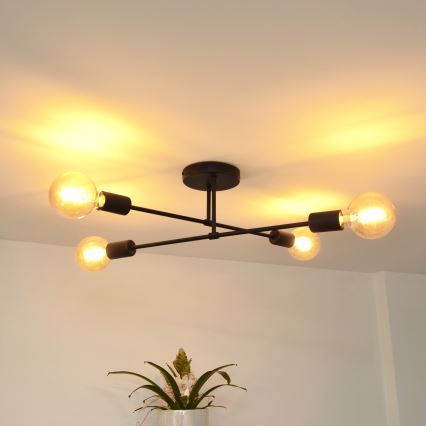 LED Plafonski luster CAMBRIDGE 4xE27/8W/230V crna
