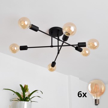 LED plafonski luster CAMBRIDGE 6xE27/8W/230V crna
