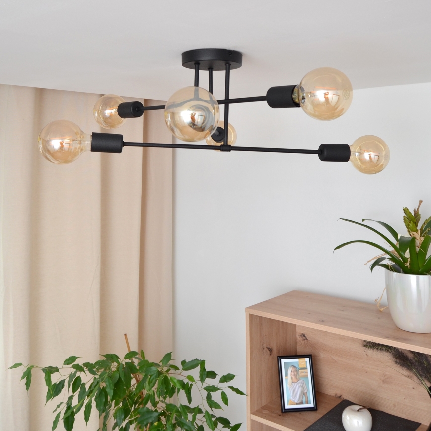 LED plafonski luster CAMBRIDGE 6xE27/8W/230V crna