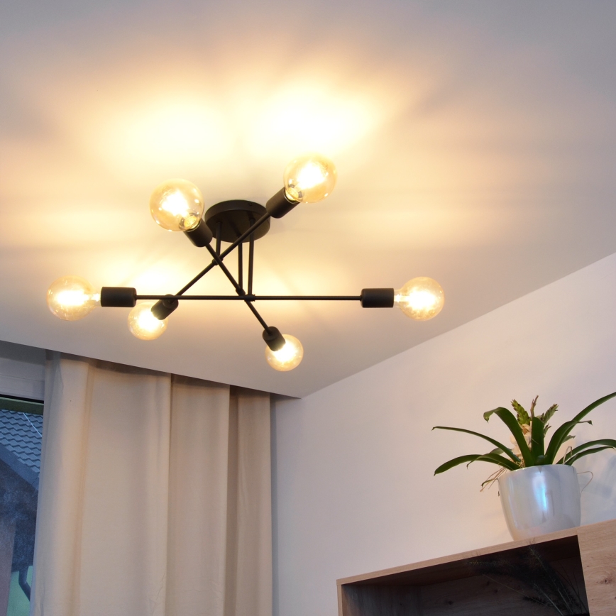 LED plafonski luster CAMBRIDGE 6xE27/8W/230V crna