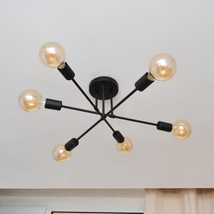LED plafonski luster CAMBRIDGE 6xE27/8W/230V crna