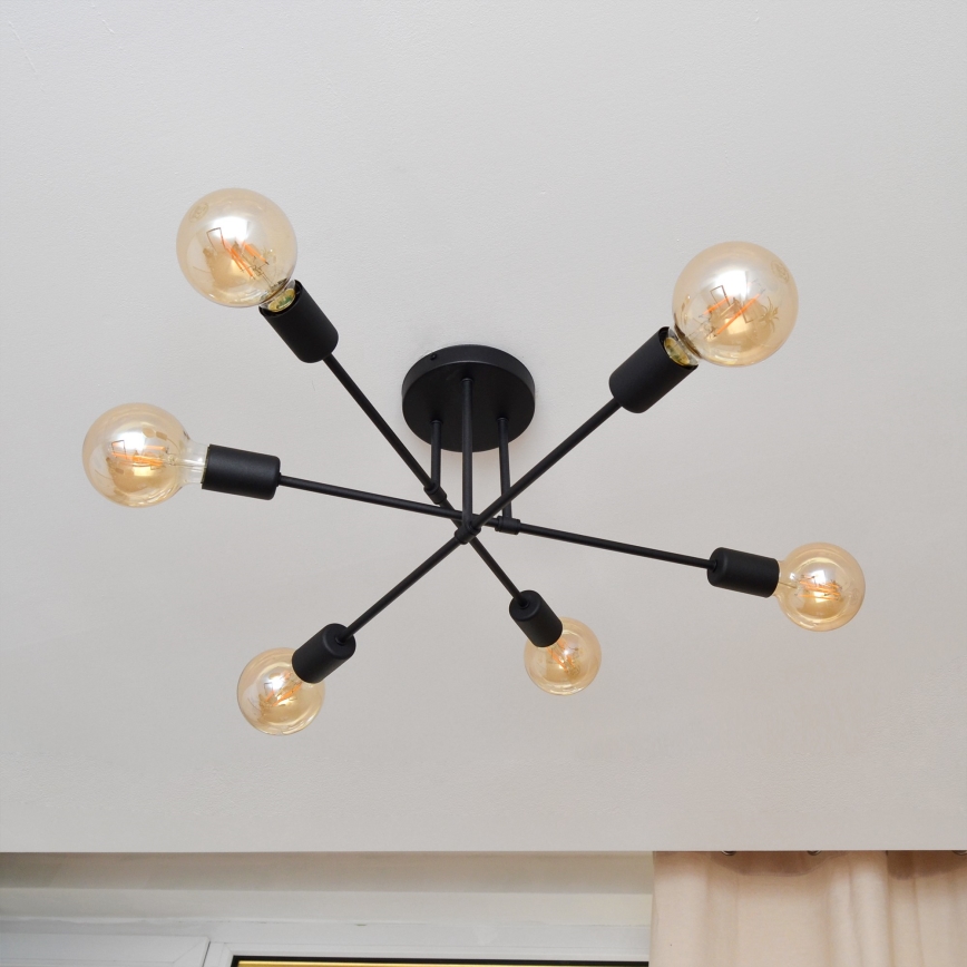 LED plafonski luster CAMBRIDGE 6xE27/8W/230V crna