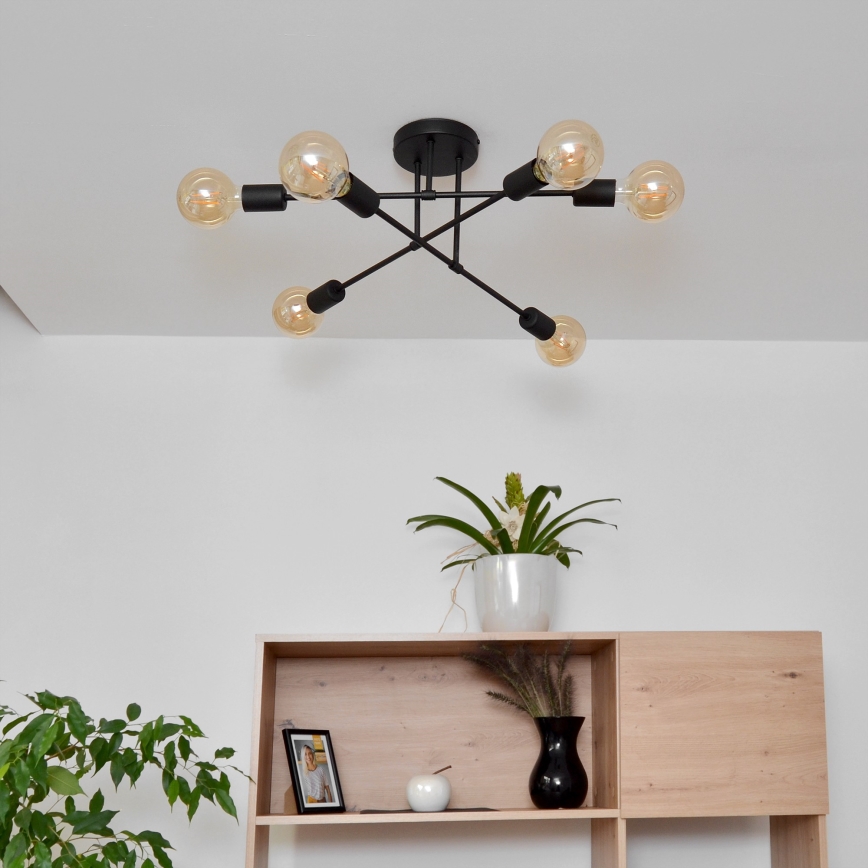 LED plafonski luster CAMBRIDGE 6xE27/8W/230V crna