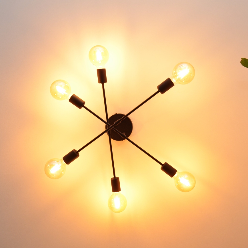 LED plafonski luster CAMBRIDGE 6xE27/8W/230V crna